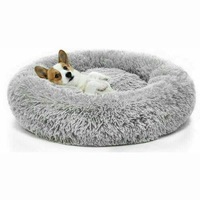 Plush Round Nest Comfy Sleeping Dog Cat Pet Calming Bed