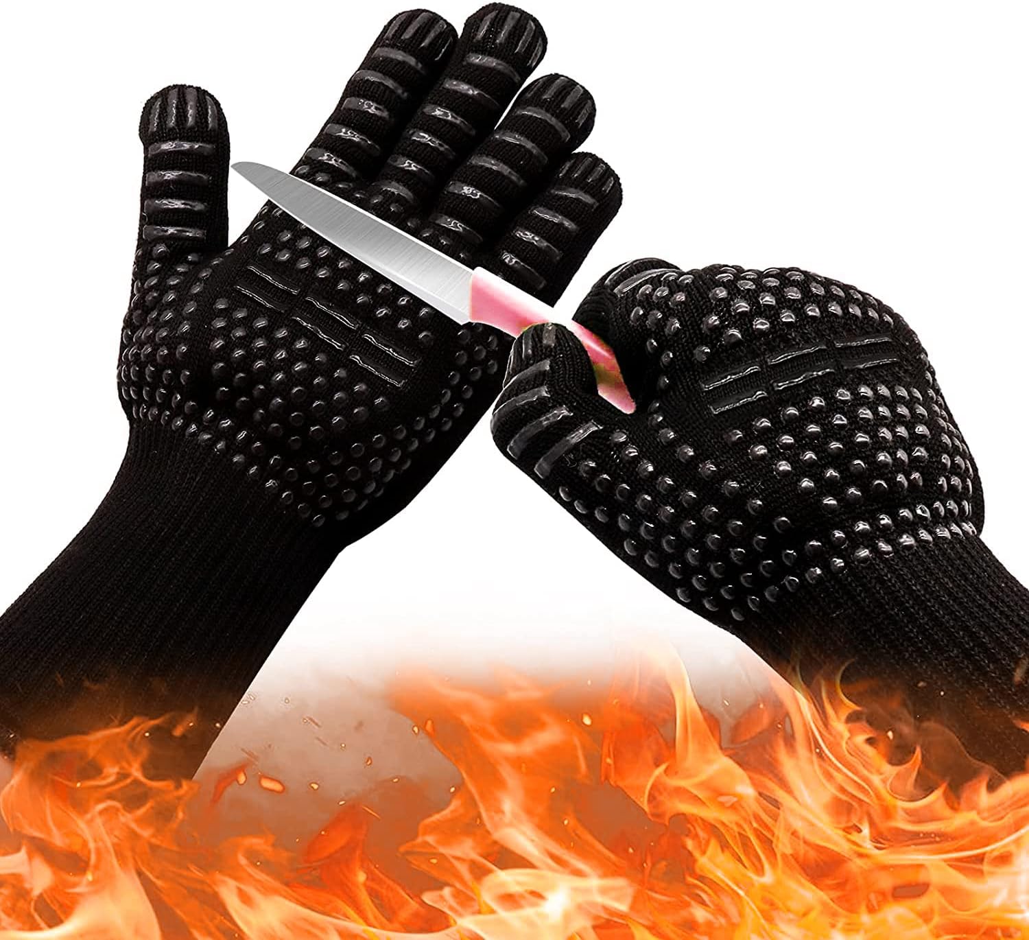 BBQ Grill Gloves Red  Extremely Heat Resistant Anti Slip Silicone Unbranded