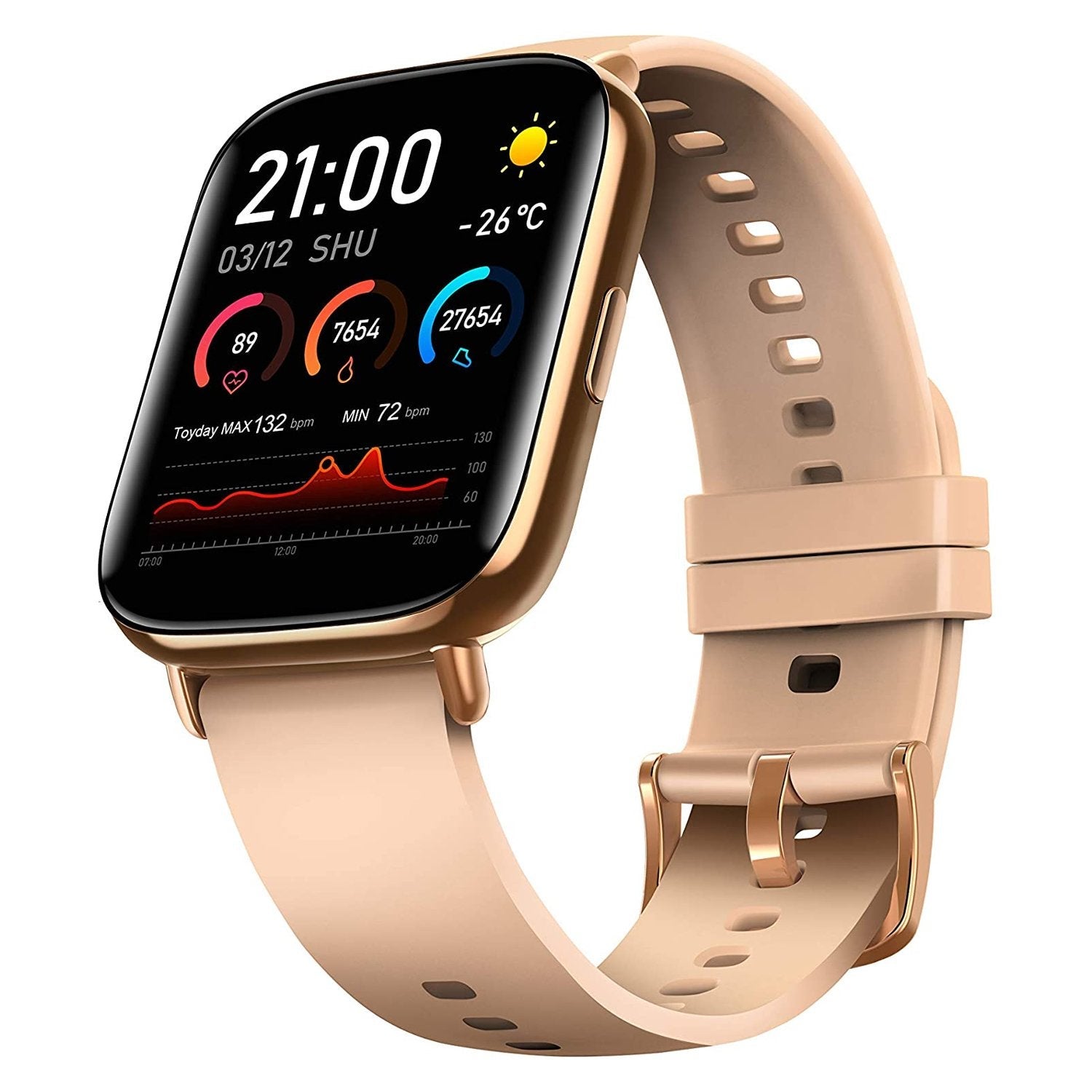 Ip68 Waterproof Smart Watch Fitness Tracker Heart Rate Blood Oxygen Monitor Gold
