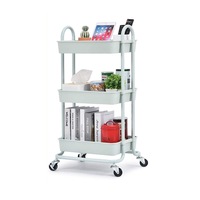 3 Tier Rolling Cart Storage Trolley - Green