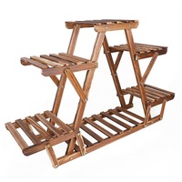 Pine Wood Triangle Heavy Duty Outdoor Plant Stand Shelf