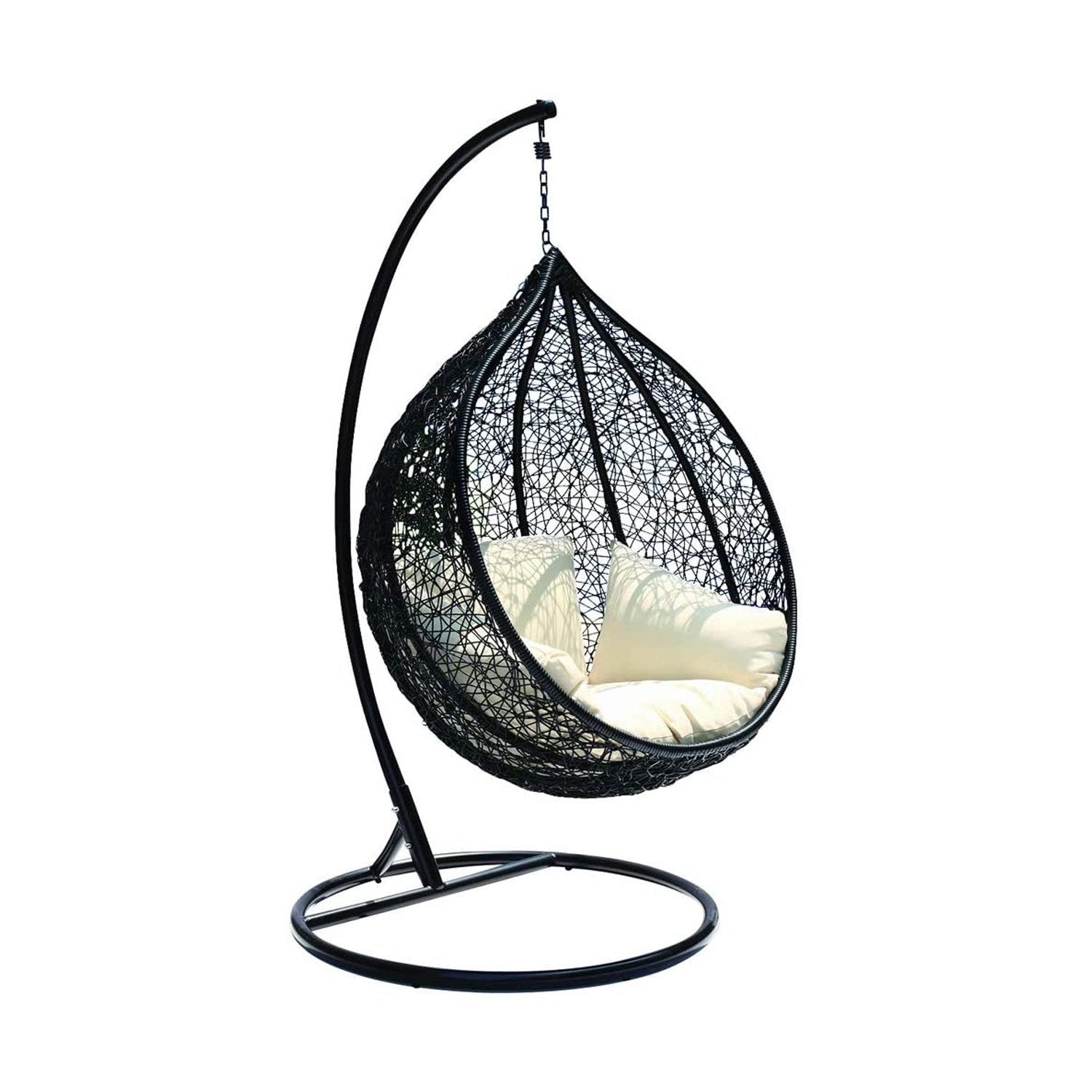 Outdoor Wicker Hanging Egg Chair - Black