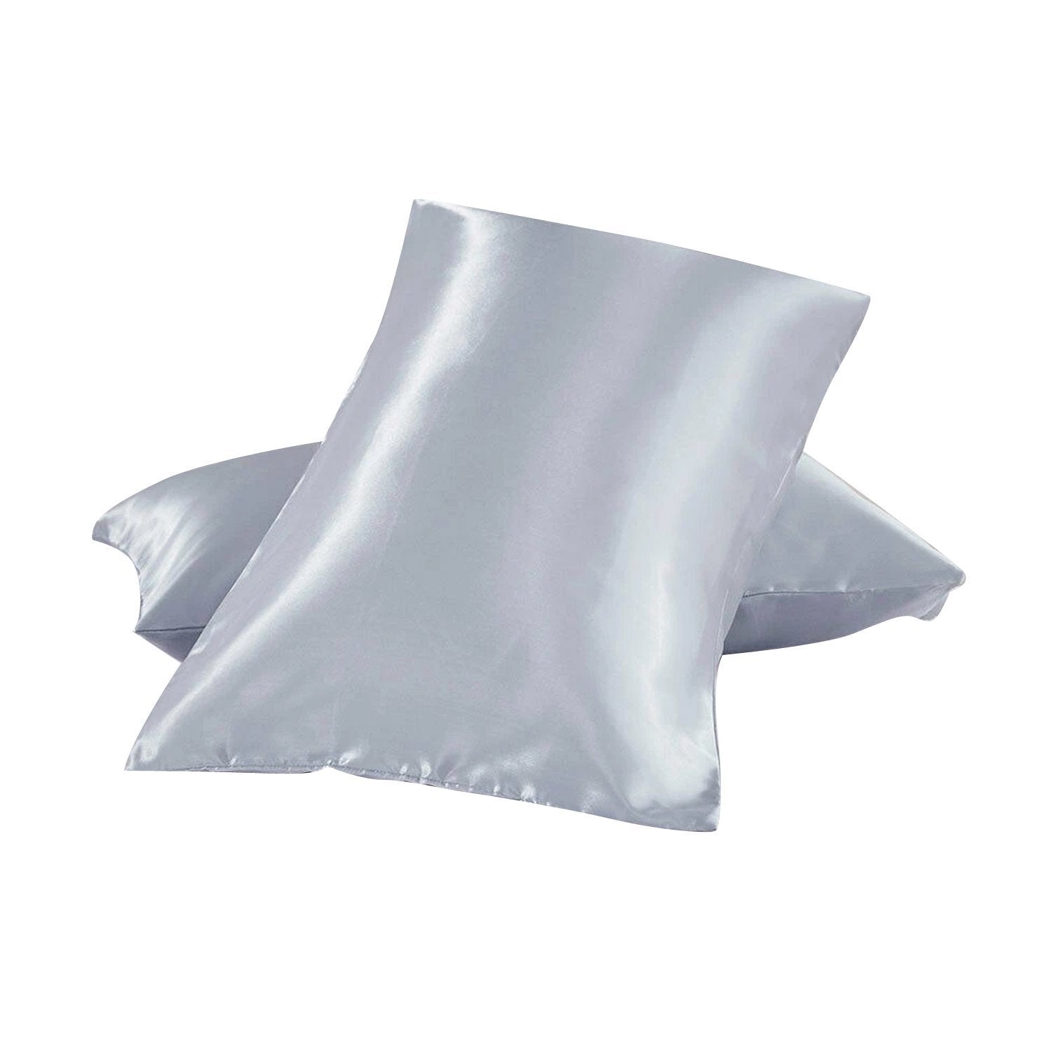 1 Pair Silk Satin Pillowcases 48X73CM - Silver Grey