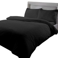 Soft Warm Bedroom Sleeping Doona Quilt Teddy Bear Fleece - Black