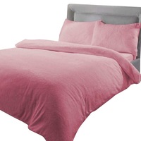 Soft Warm Bedroom Sleeping Doona Quilt Teddy Bear Fleece - Blush