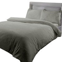 Soft Warm Bedroom Sleeping Doona Quilt Teddy Bear Fleece - Grey