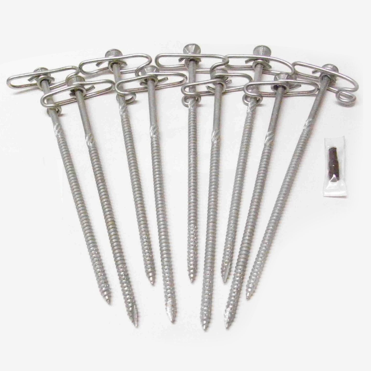 Outdoor Camping Steel Screw Tent Pegs and Guy Ropes - Set of 9 Pegs