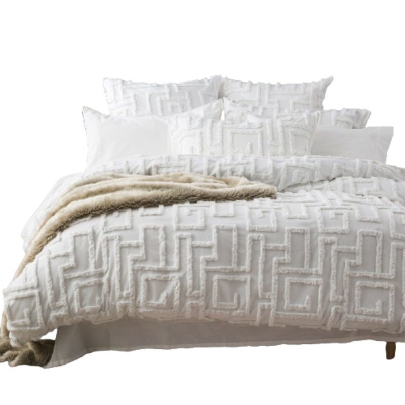 Buy White Vintage Washed Cotton Chenille Quilt Cover Set MyDeal