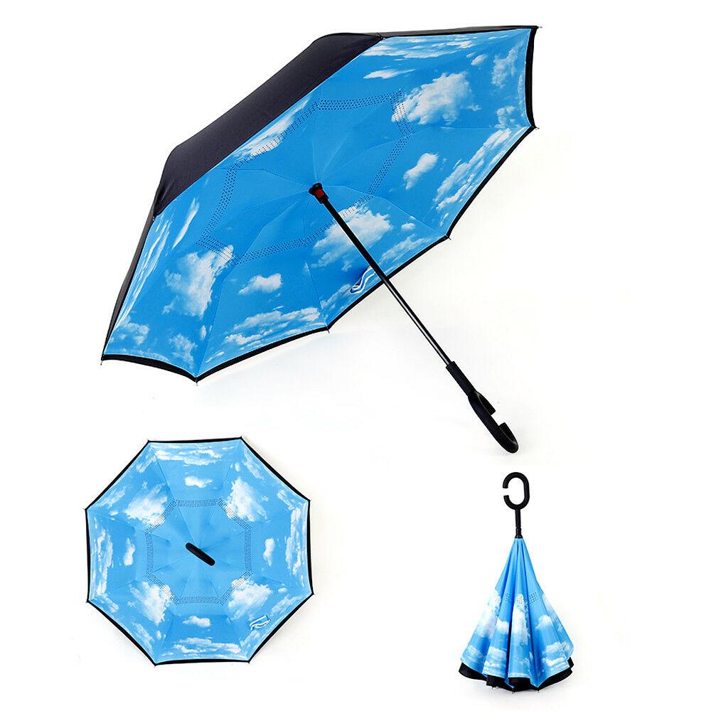 Outdoor Windproof Upside Down Reverse Double Layer Umbrella