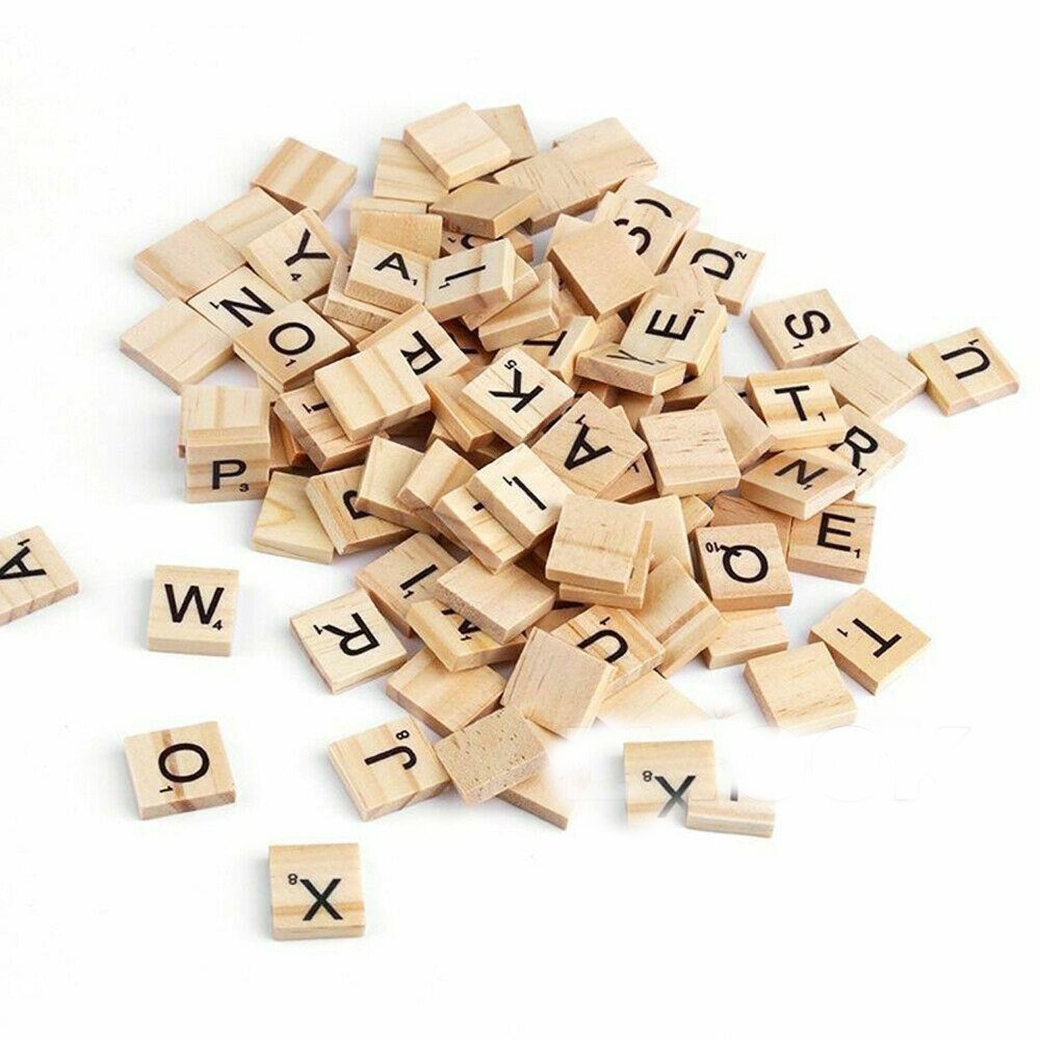 Wooden Alphabet Scrabble Letter Tiles - Black
