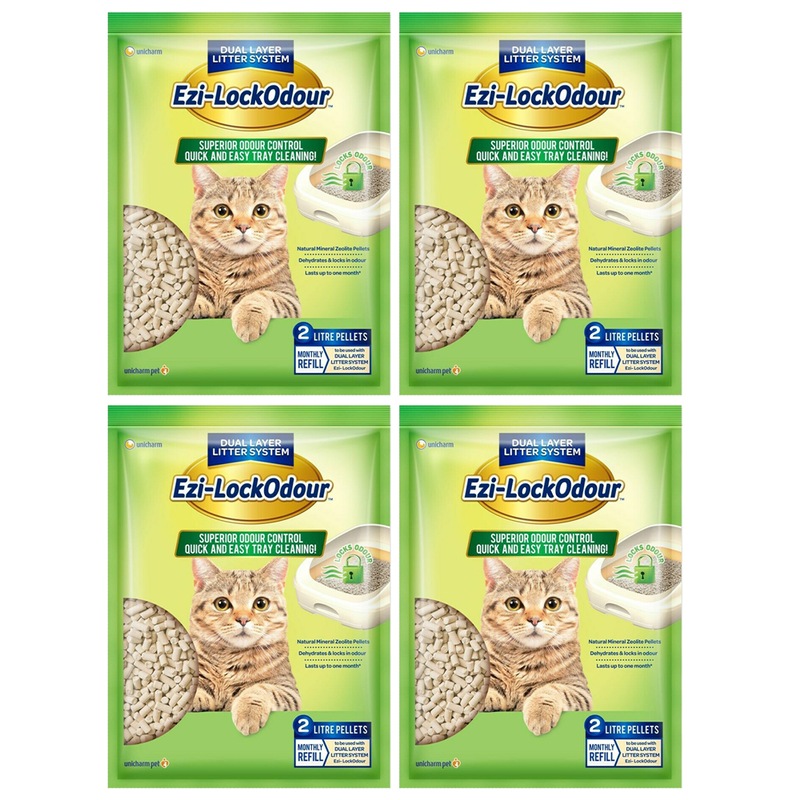 Buy 4 x Ezi Lockodour Natural Mineral Zeolite Cat Litter Pellets 2L