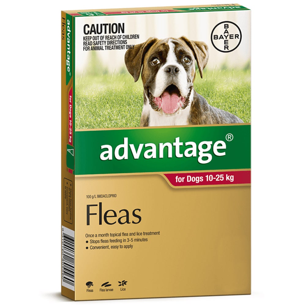 Advantage Large Dog 10-25kg Red Spot On Flea Treatment - 3 Sizes