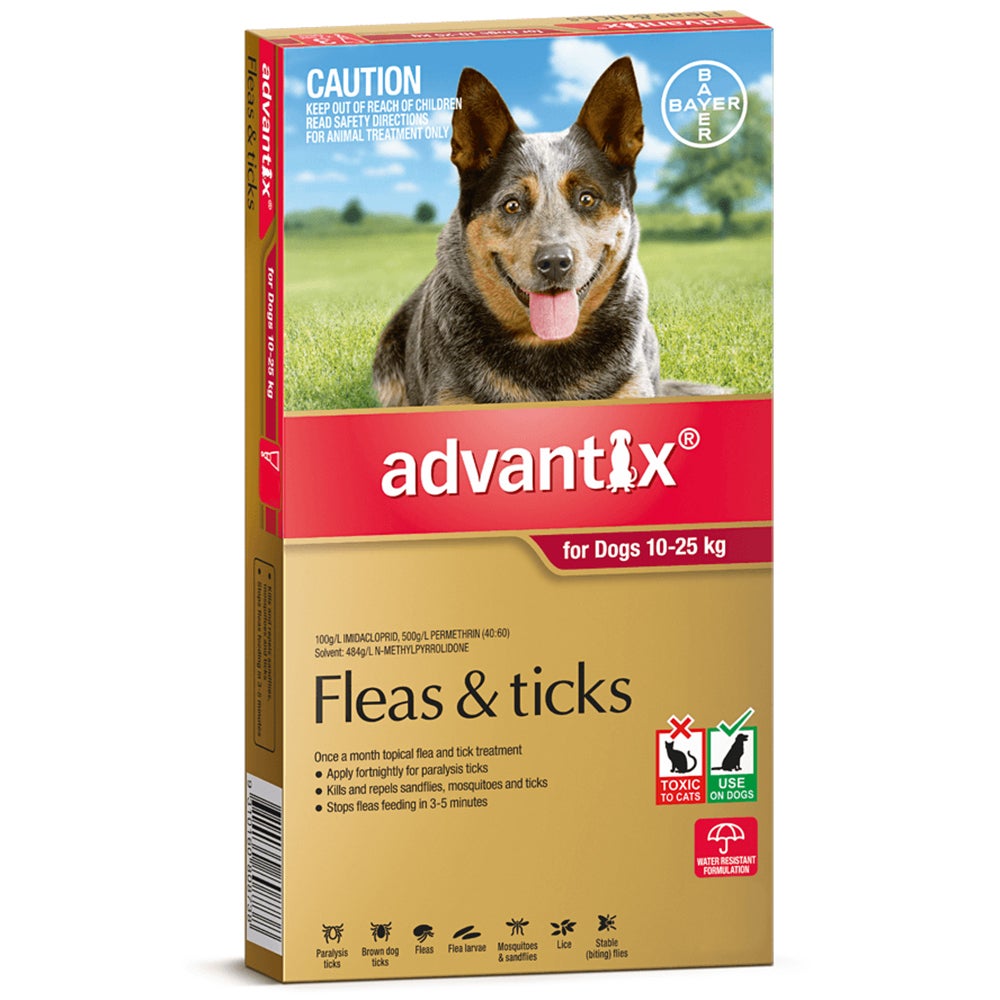 Advantix Large Dog 10-25kg Red Spot On Flea & Tick Treatment - 2 Sizes
