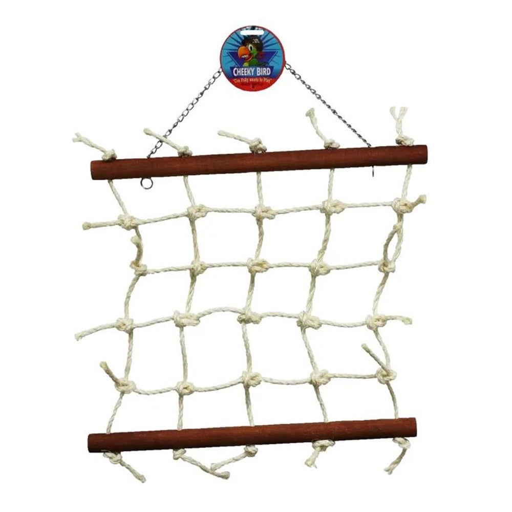 Cheeky Bird Natural Rope Lattice Hanging Wooden Bird Toy - 2 Sizes