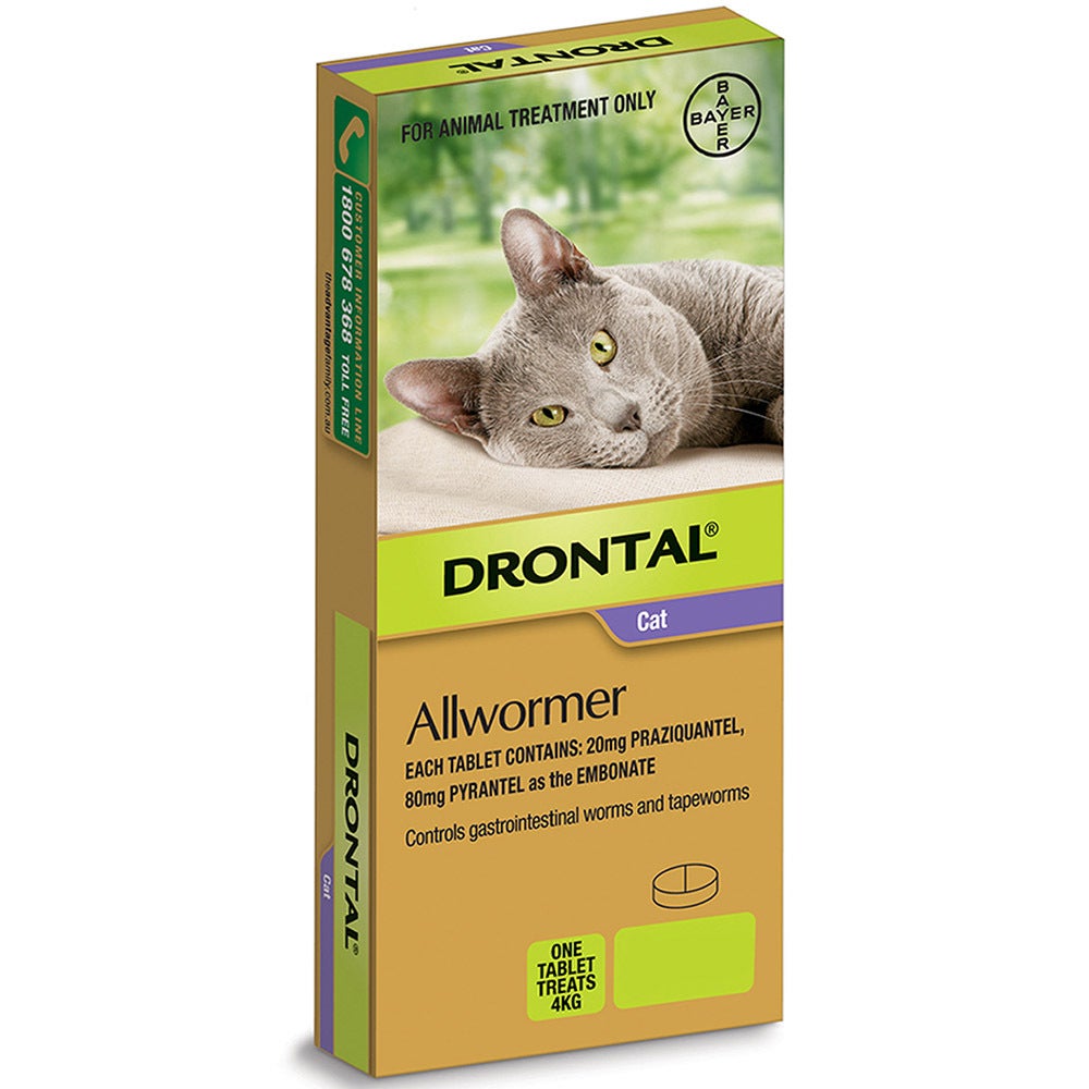 Drontal Tablet Allwormer for Cats & Kittens 4kg - 3 Sizes