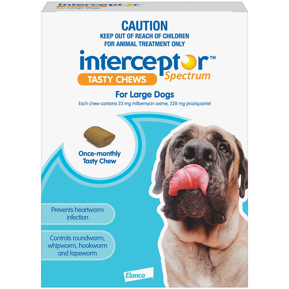 Interceptor Spectrum 22+ Kilos Large Dogs Tasty Treat Blue Chew - 2 Sizes
