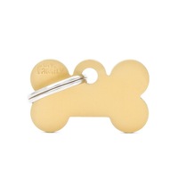 My Family Basic Bone Pet Tag Collar Accessory Golden Brass - 3 Sizes
