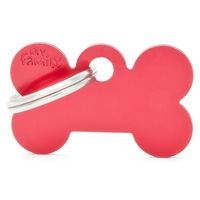 My Family Basic Bone Pet Tag Collar Accessory Red - 3 Sizes