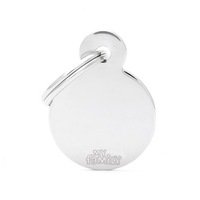 My Family Basic Circle Pet Tag Collar Accessory Chromed - 2 Sizes