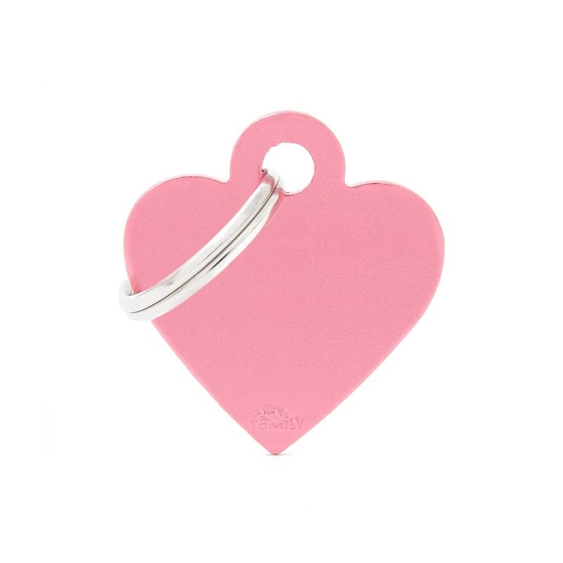 My Family Basic Heart Pet Tag Collar Accessory Pink - 2 Sizes