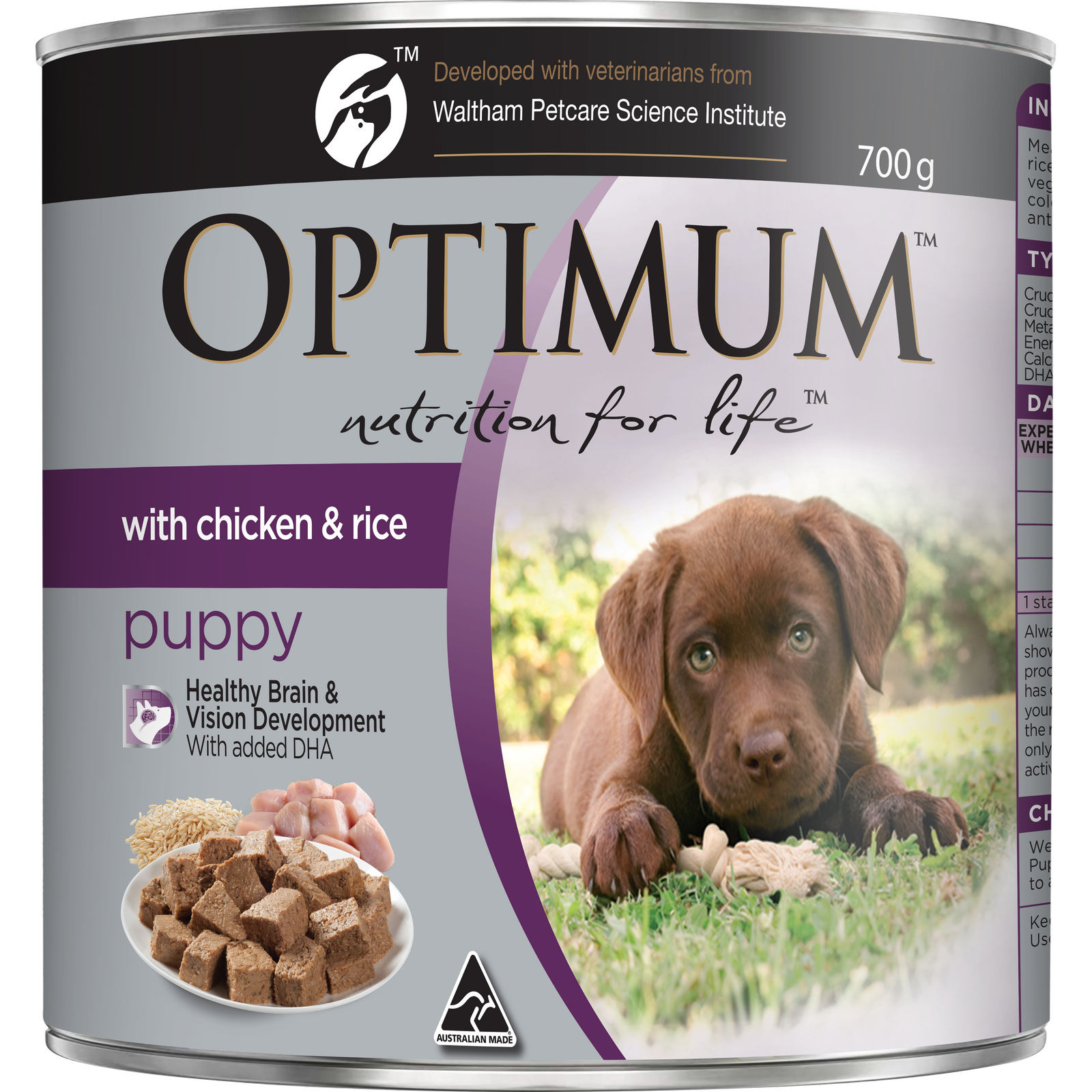 Optimum All Breed Wet Puppy Food Chicken & Rice 700g x 12 