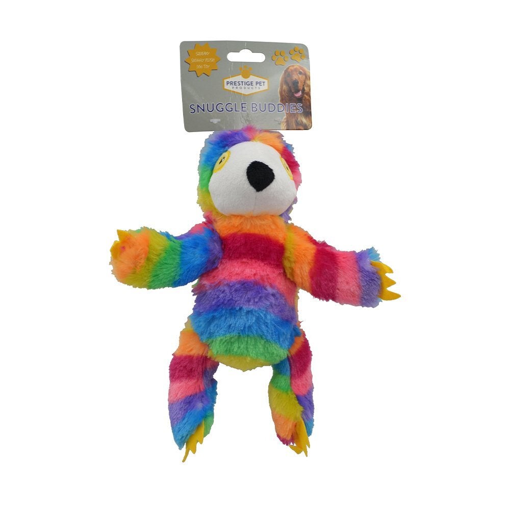 Prestige Pet Snuggle Buddies Sloth Plush Dog Squeaker Toy Rainbow - 2 Sizes