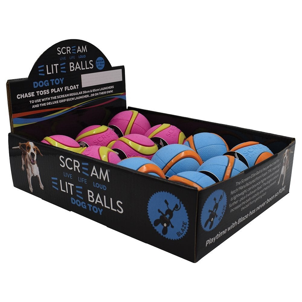 Scream Elite Balls Interactive Dog Toy Counter Display - 2 Sizes