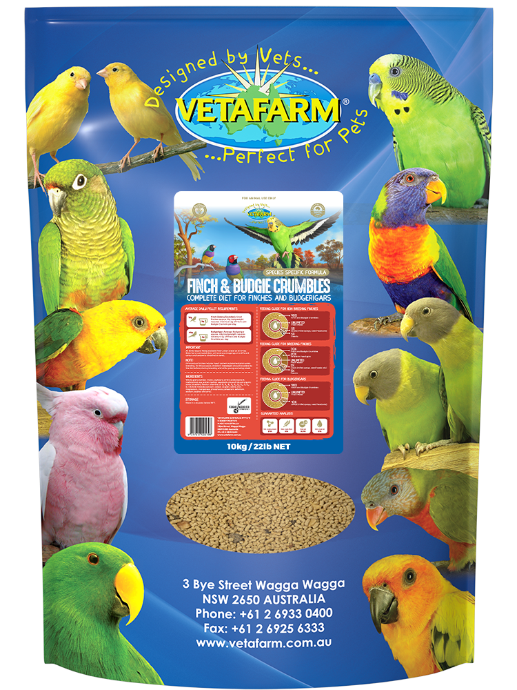 Vetafarm Finch and Budgie Crumbles Pet Bird Canary Budgerigar - 3 Sizes