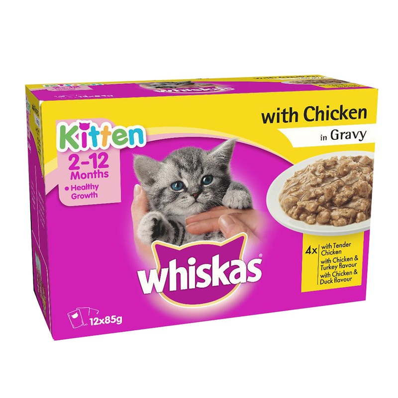 Buy Whiskas Kitten Wet Cat Food Chicken in Gravy Variety Pack 85g x12