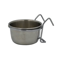 Zeez Stainless Steel Coop Cup w/ Holder for Birds - 4 Sizes