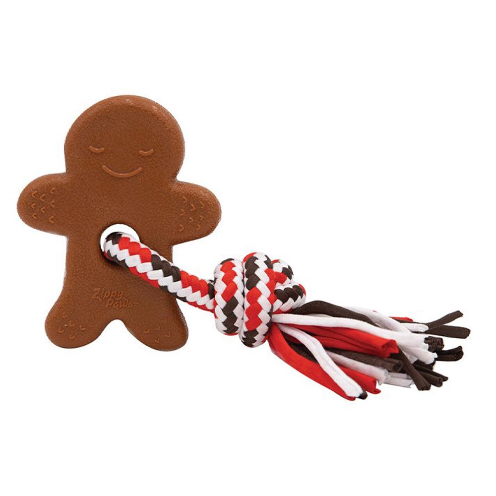 Zippy Paws Holiday Teether Ginger Bread Man Dog Chew Toy 17.5 x 12.5cm