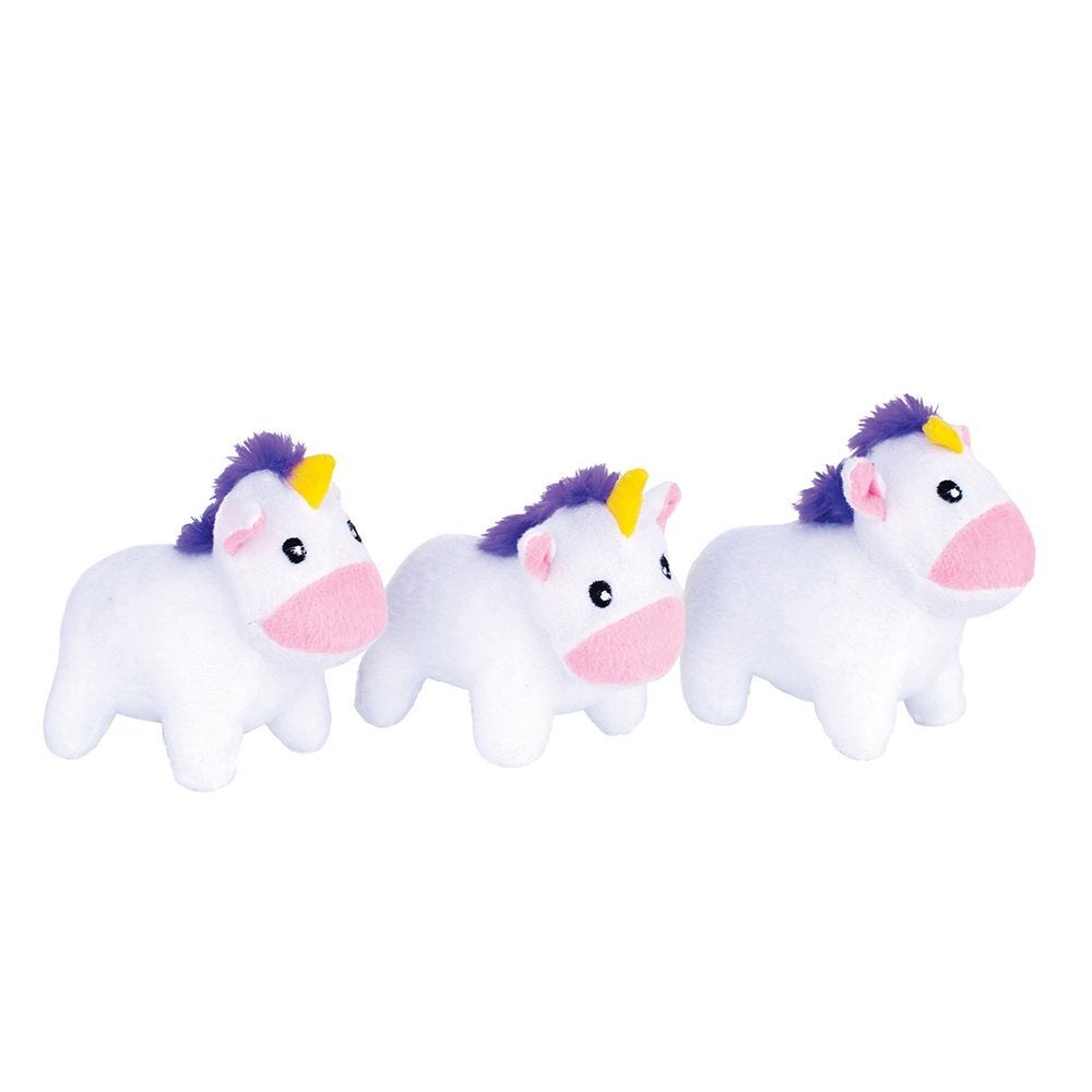 Zippy Paws Miniz Unicorn Plush Dog Toy 3 Pack 5 x 3.5cm
