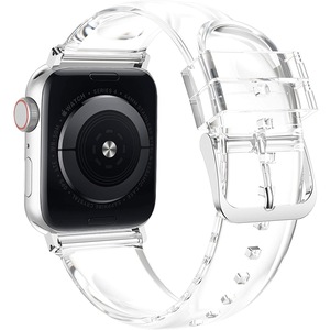 For Apple Watch 7 45/41 Silicone Clear Sports iWatch Band Strap Screen Protector