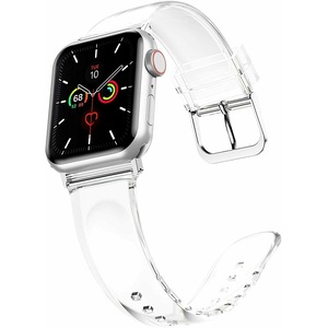 For Apple Watch 7 45/41 Silicone Clear Sports iWatch Band Strap Screen Protector