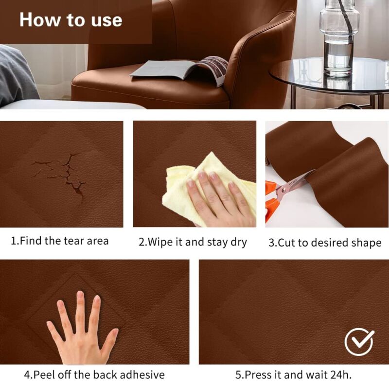 Self Adhesive Leather Repair Patch Couch Sofa Car Seat Chair