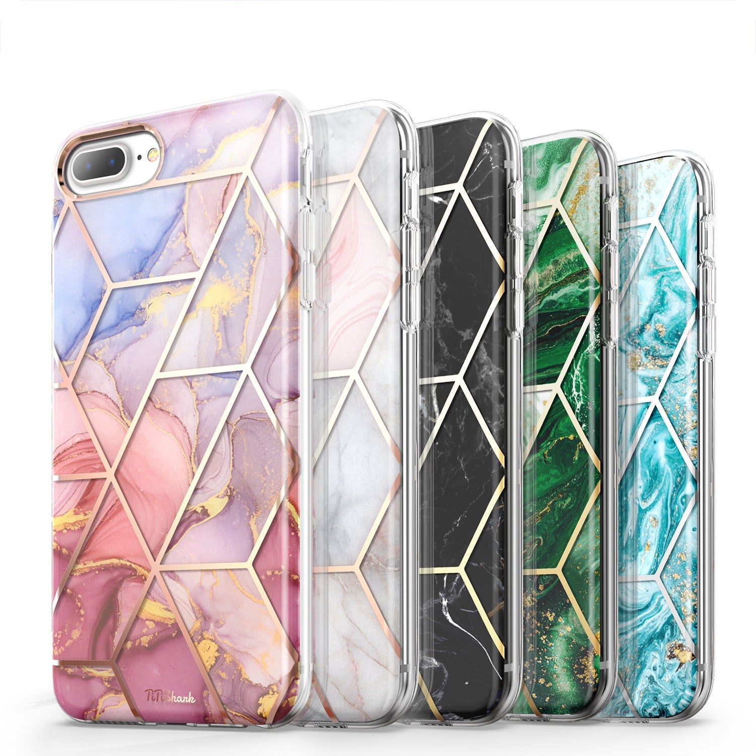 TiTiShark For iPhone 6/6s/7/8 Case Clear Marble Fashion Shockproof Cover