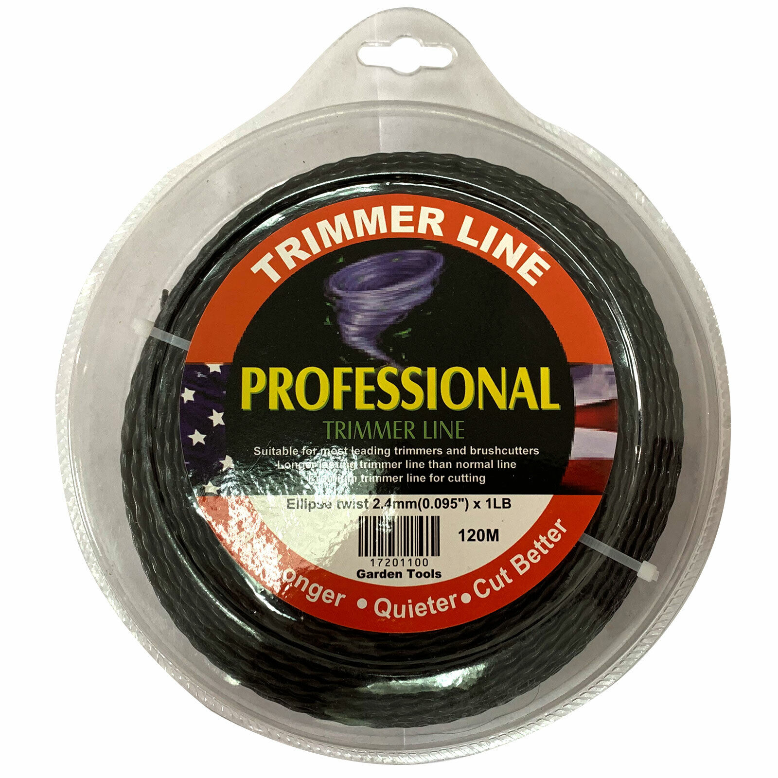 Commercial trimmer line ellispe twist 2.4MM X 1LB black 120M Unbranded Australia