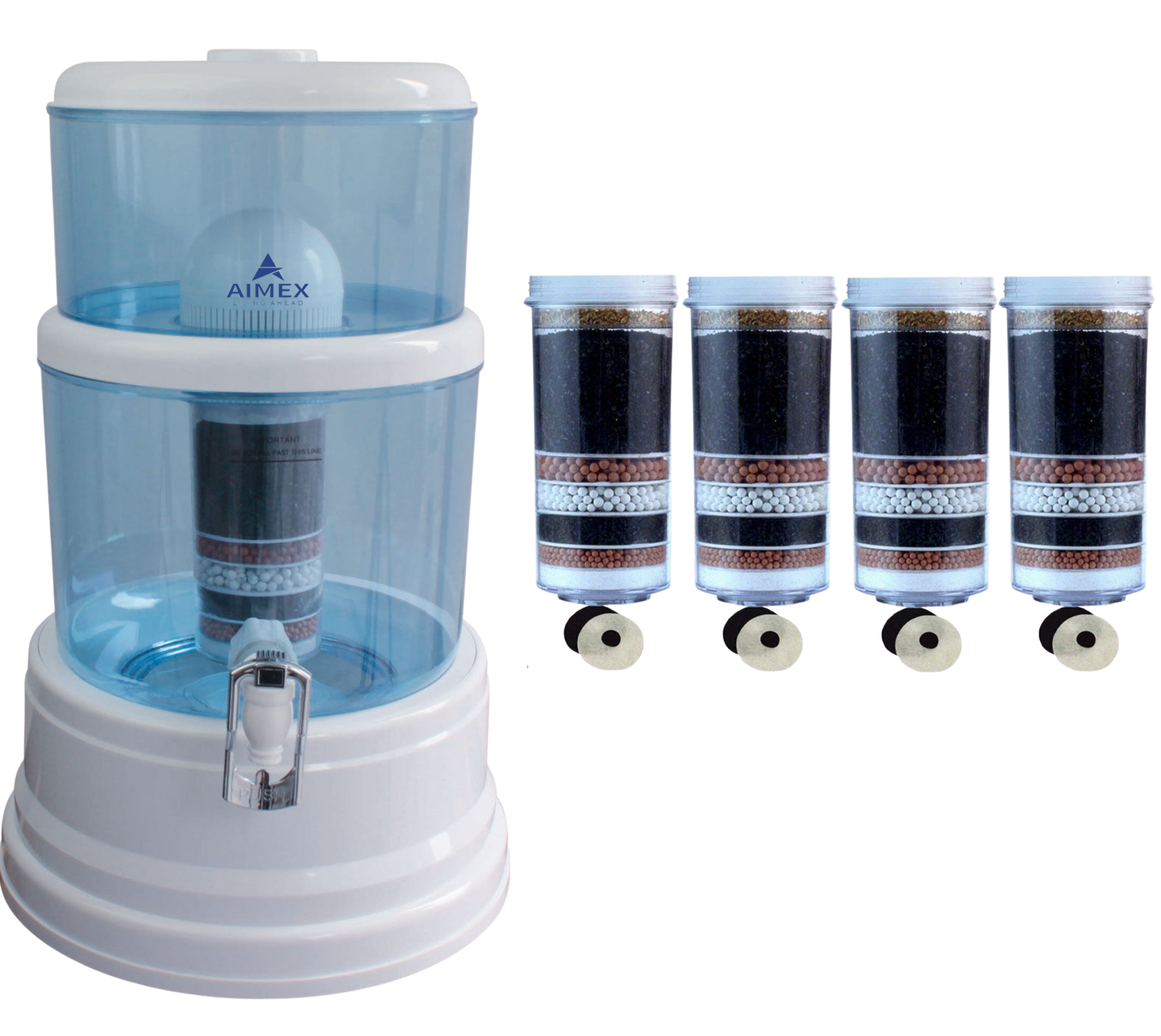 AIMEX WATER DISPENSER 16L BENCHTOP PURIFIER WITH 4 x 8 STAGE WATER FILTERS