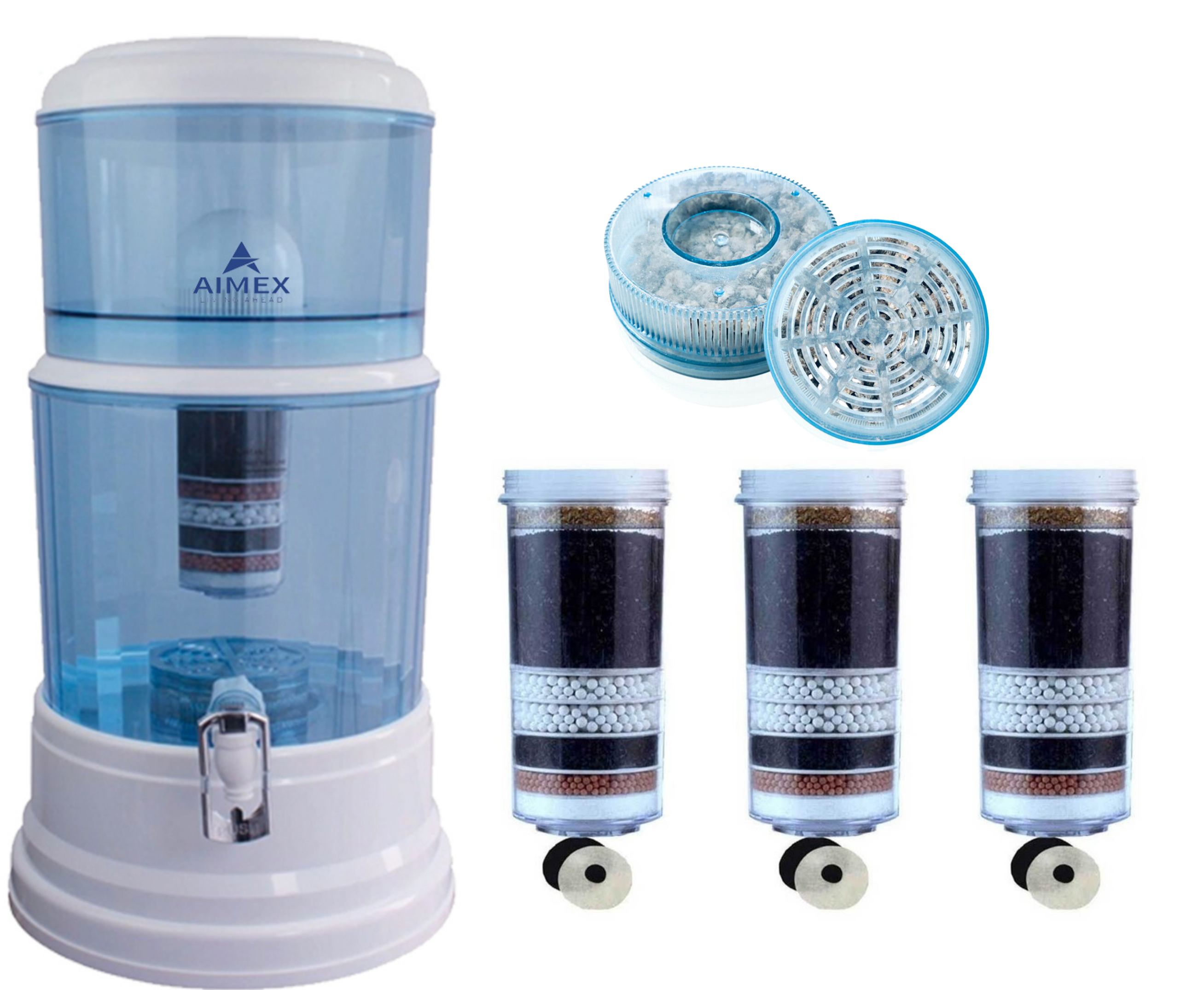 AIMEX WATER DISPENSER 20L BENCHTOP PURIFIER WITH 3 x 8 STAGE FLUORIDE REMOVAL WATER FILTERS