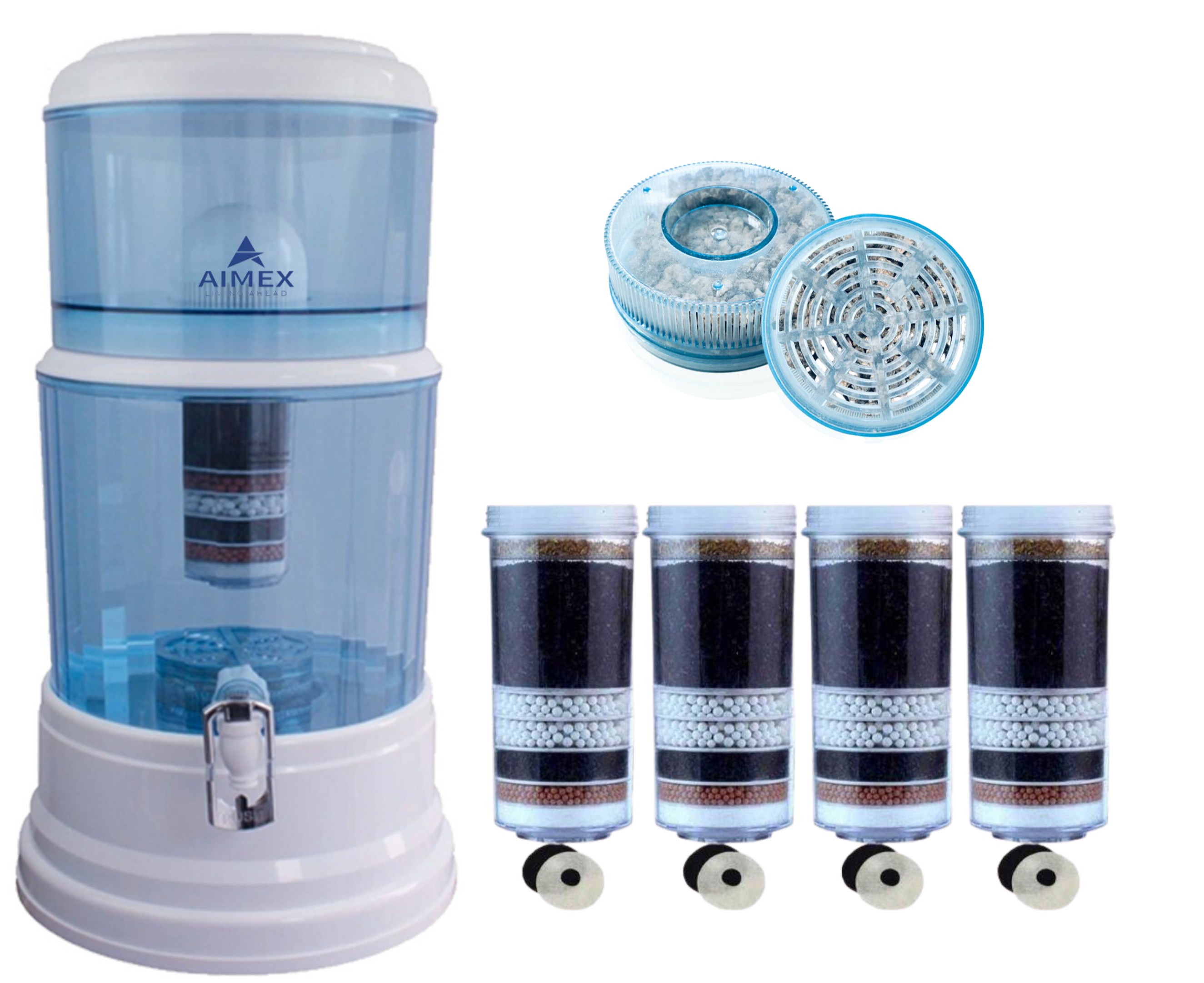 AIMEX WATER DISPENSER 20L BENCHTOP PURIFIER WITH 4 x 8 STAGE FLUORIDE REMOVAL WATER FILTERS
