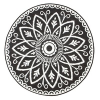 Benaras Black and White Round Recycled Plastic Outdoor Rug and Mat 180cm - Weatherproof Rug, Recycled Plastic, Sustainable, Eco Friendly UV Resistant, Durable Outdoor, Patio Rug, Fade Resistant