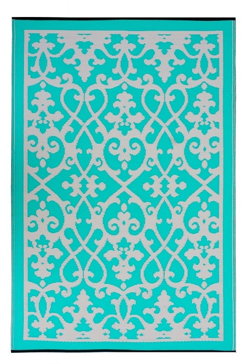 180x270cm Venice Turquoise Recycled Plastic Outdoor Rug and Mat