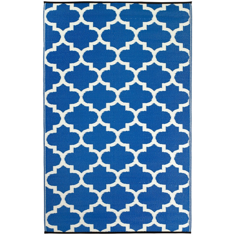 Buy Blue & White Trellis Pattern Reversible Waterproof Recycled Plastic