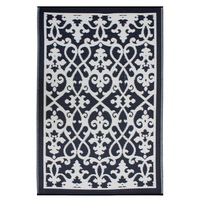Foldable Recycled Plastic Outdoor Rug Waterproof reversible Venice Black and Cream - Weatherproof Rug, Recycled Plastic, Sustainable, Eco Friendly UV Resistant, Durable Outdoor, Patio Rug