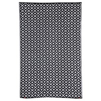 Kimberley Black and White Diamond Pattern Recycled Plastic Outdoor Rug and Camping Mat - Weatherproof Rug, Recycled Plastic, Sustainable, Eco Friendly UV Resistant, Durable Outdoor, Patio Rug