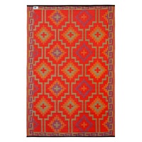 Lhasa Orange & Violet Recycled Plastic Outdoor Rug and Mat - Weatherproof Rug, Recycled Plastic, Sustainable, Eco Friendly UV Resistant, Durable Outdoor, Patio Rug, Fade Resistant