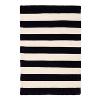Nantucket Black and Ivory Stripes Modern Rug Indoor Outdoor Rug Plush Soft Carpet