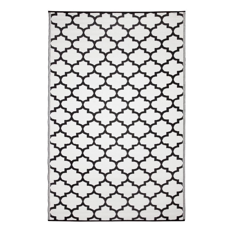 Buy Recycled Plastic Outdoor Rug and Mat Tangier Black and White MyDeal