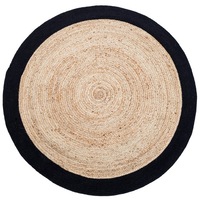 Round Jute Rug - Decorative Floor Rug Phoenix Black & Natural - Contemporary Rug, Indoor, Pattern, Low Pile, Clean Lines, Living Room Decor