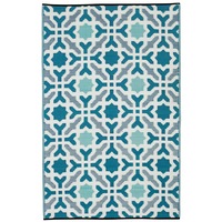 Seville Blue Recycled Plastic Outdoor Rug and Mat - Weatherproof Rug, Recycled Plastic, Sustainable, Eco Friendly UV Resistant, Durable Outdoor, Patio Rug, Fade Resistant